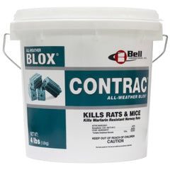Bell Laboratories Contrac Blox empaque frontal mostrando bloques azules y ventaja resistencia al clima