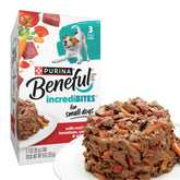 Purina Beneful vista frontal de la lata mostrando diseño y tamaño