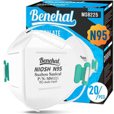 benehal mascarilla N95 frente del empaque mostrando el sello NIOSH y beneficio de certificación