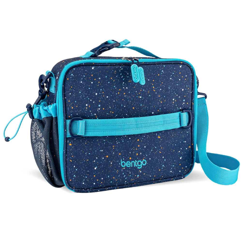 Bentgo vista frontal con cierre, diseño imprimible y comodidad para niños