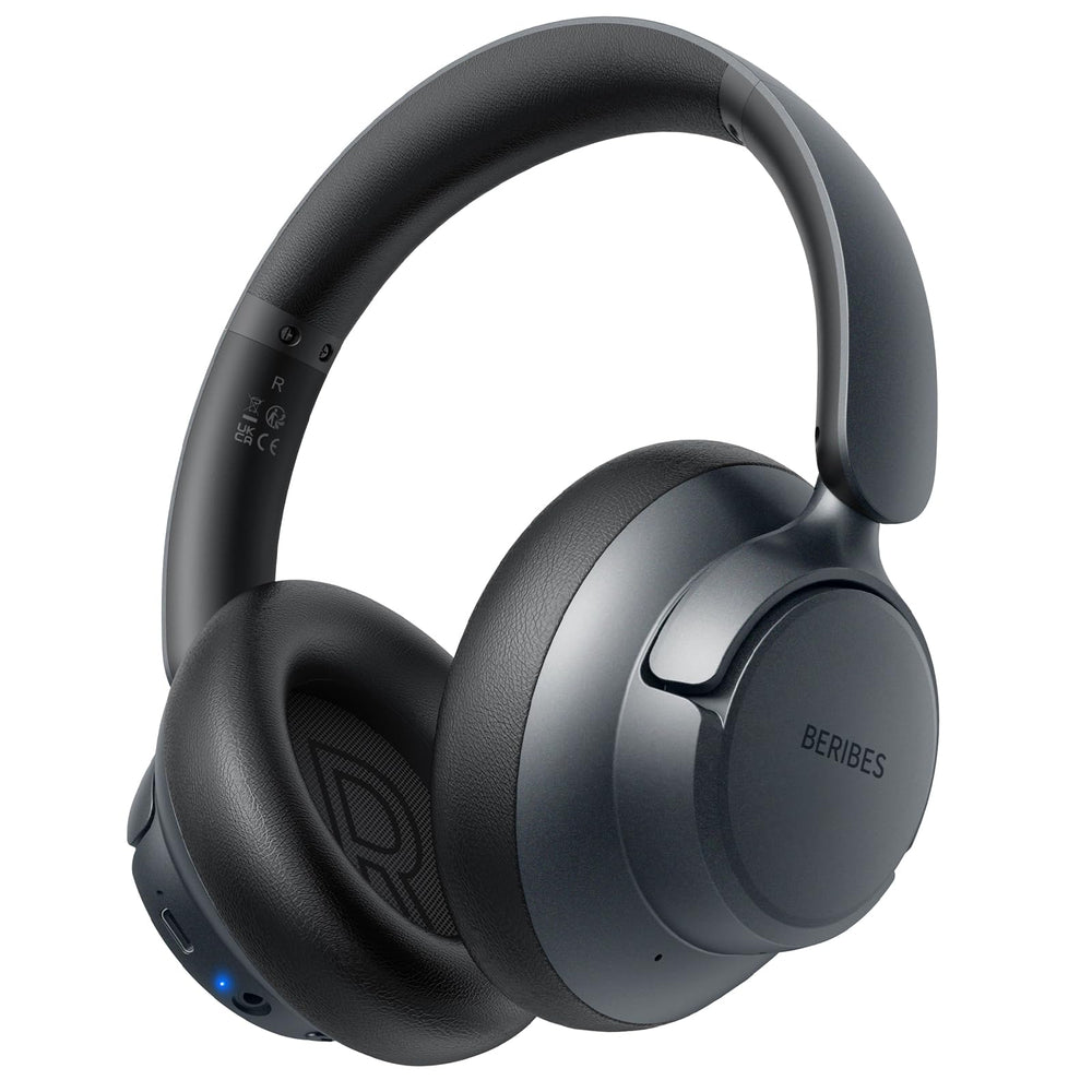 BERIBES auriculares frontal con caja, muestra diseño y beneficio de portabilidad