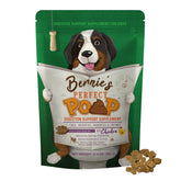 Bernie's front packaging showing Perfect Poop bag and clear benefits