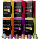 Bestpresso pack frontal mostrando las 12 cajas y variedad, conveniencia inmediata
