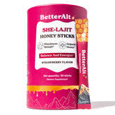 Better Alt paquete frontal del producto mostrando 30 honeysticks y conveniencia