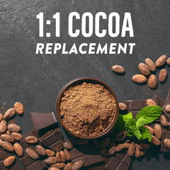BetterBody Foods cacao en batido proteico destacando mezcla y sabor intenso