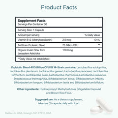 Bettervits cápsula primer plano que muestra textura vegana y fácil de tragar