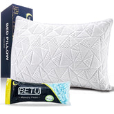 BETU almohada frontal empaquetada mostrando tamaño queen y frescura