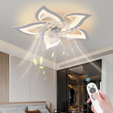 Bevenus vista frontal del ventilador con diseño floral y aspecto elegante