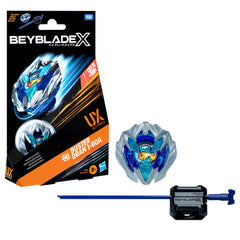 Beyblade Buster Dran pack frontal mostrando trompo y lanzador, listo para batalla