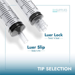 BH SUPPLIES detalle del cierre Luer lock mostrando acoplamiento firme