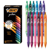 BIC Gelocity frontal del paquete mostrando los 12 colores y beneficio organización