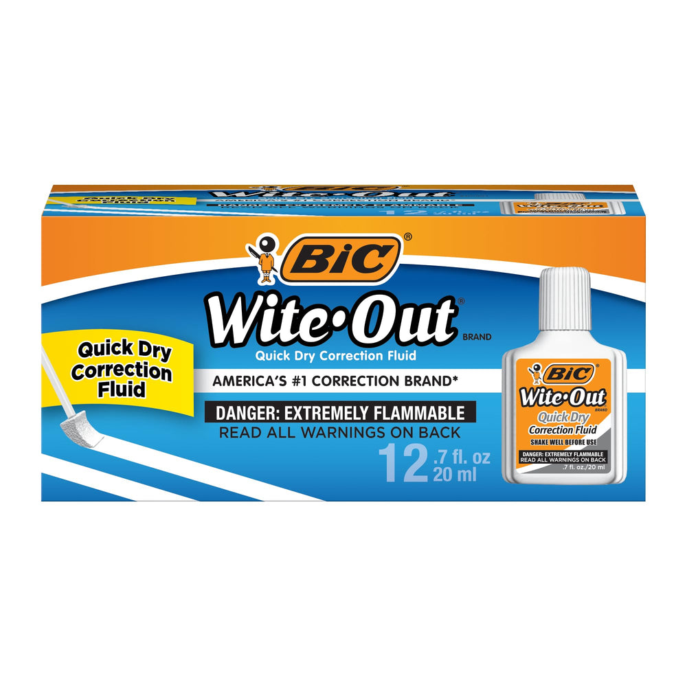BIC Wite-Out vista frontal del pack de 12, almacenamiento fácil