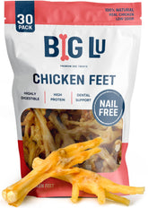 Big Lu envase frontal mostrando 30 patas de pollo y beneficios naturales