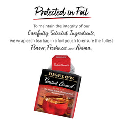 Bigelow Constant Comment brewed cup with amber color showcasing bright citrus-spice flavor