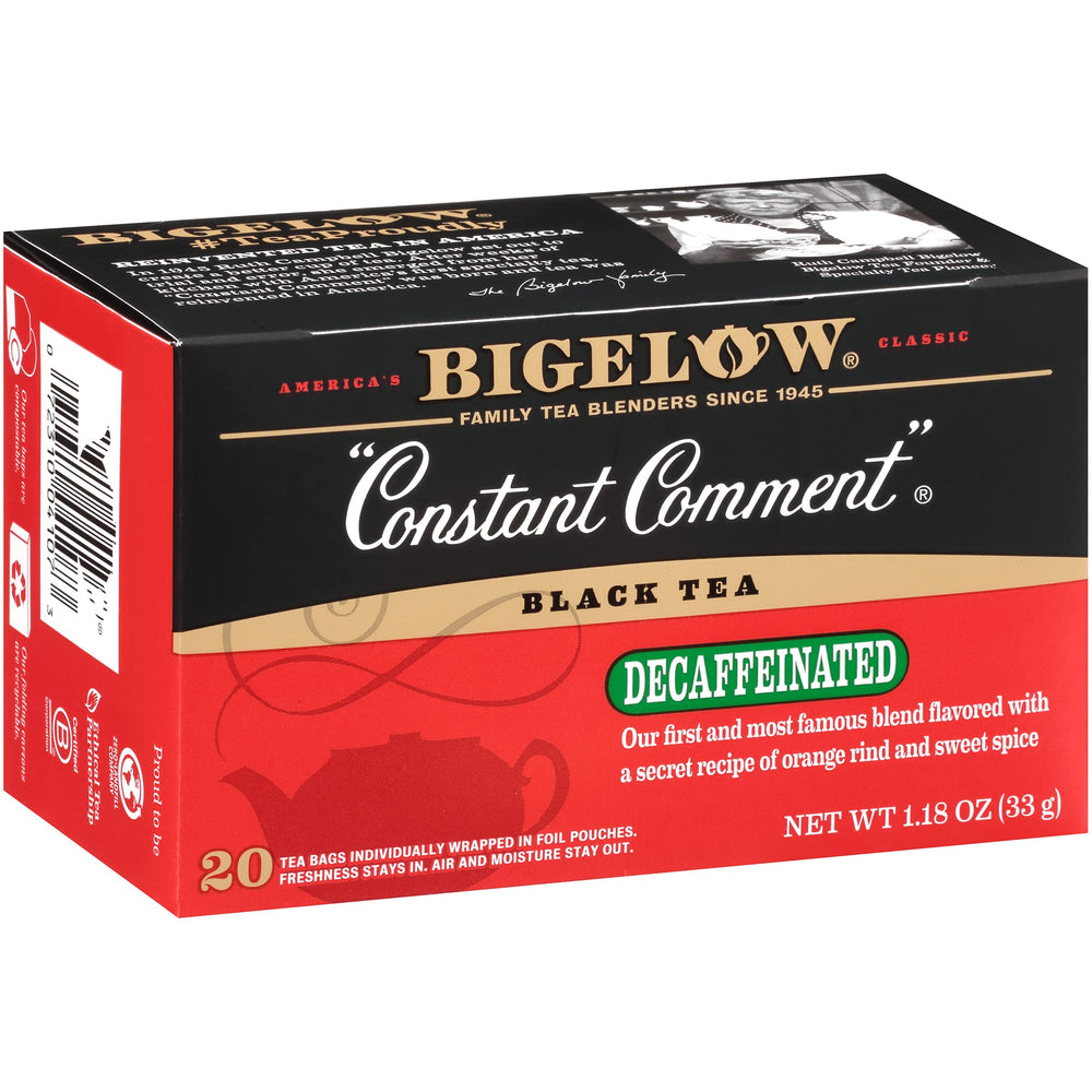 Bigelow Constant Comment frente del empaque mostrando 6 cajas y diseño clásico