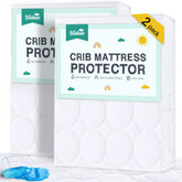 Biloban frontal del empaque del pack de 2 mostrando protector de cuna y beneficios