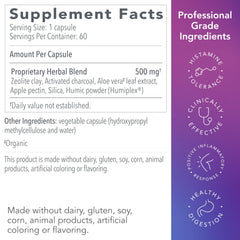 Polvos de zeolita y carbón representando ingredientes clave de GI Detox+, Biocidin
