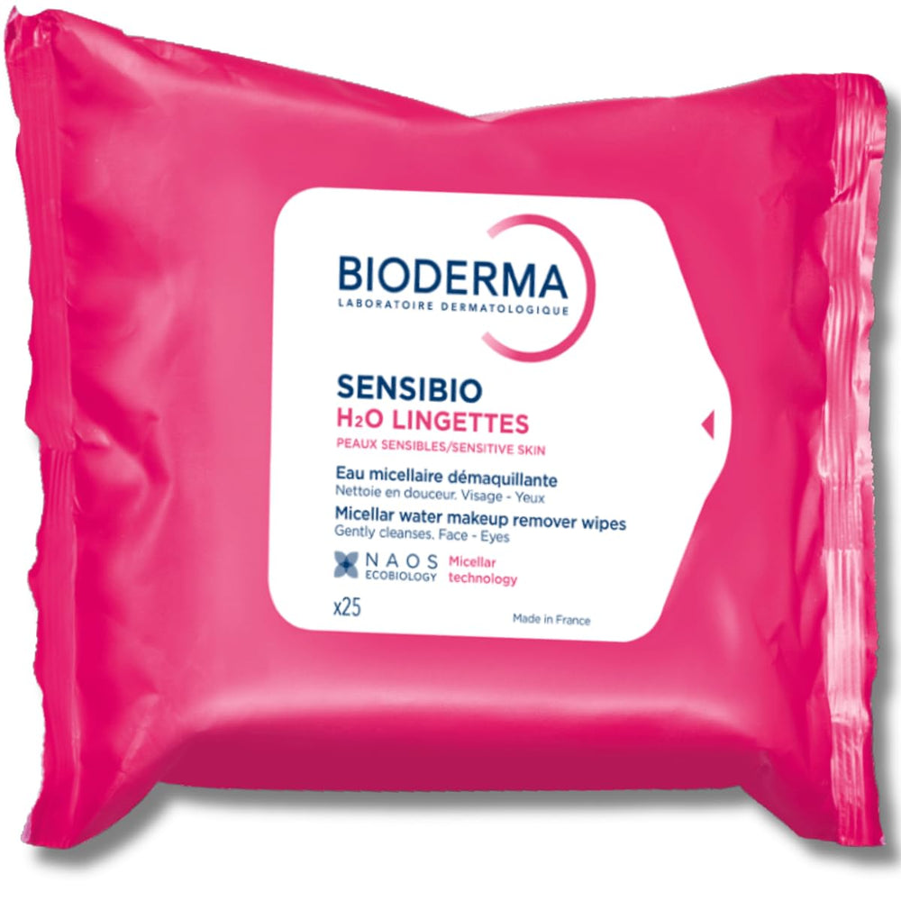 Bioderma envase frontal con 25 toallitas, práctico para llevar