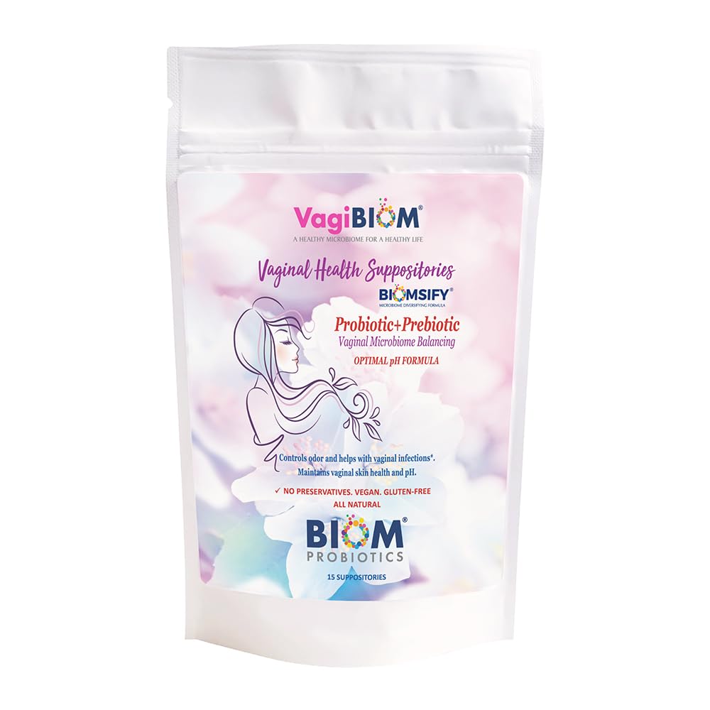 Biom Probiotics empaque frontal VagiBIOM mostrando beneficio frescura