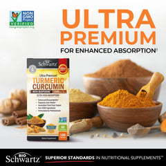 BioSchwartz etiqueta con ingredientes y concentración 95% curcuminoides, transparencia y pureza