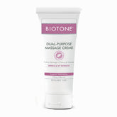 BIOTONE envase frontal de crème de masaje mostrando presentación profesional y beneficio práctico