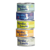 Birdie & Louie pack frontal mostrando las 30 latas y beneficios de variedad