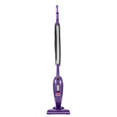 Bissell vista frontal morada mostrando diseño compacto y fácil manejo
