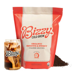Bizzy vista frontal del paquete de 2 lb mostrando la mezcla cold brew