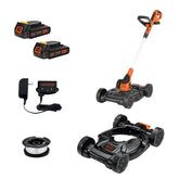 BLACK+DECKER front view of MTC220 showing trimmer and mower benefits