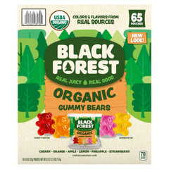 Black Forest frente del paquete mostrando 65 bolsitas y sello orgánico