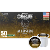 Black Rifle Coffee caja frontal AK Espresso mostrando diseño y contenido fresco