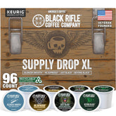 Black Rifle Coffee frontal del paquete K-Cup mostrando variedad y conveniencia