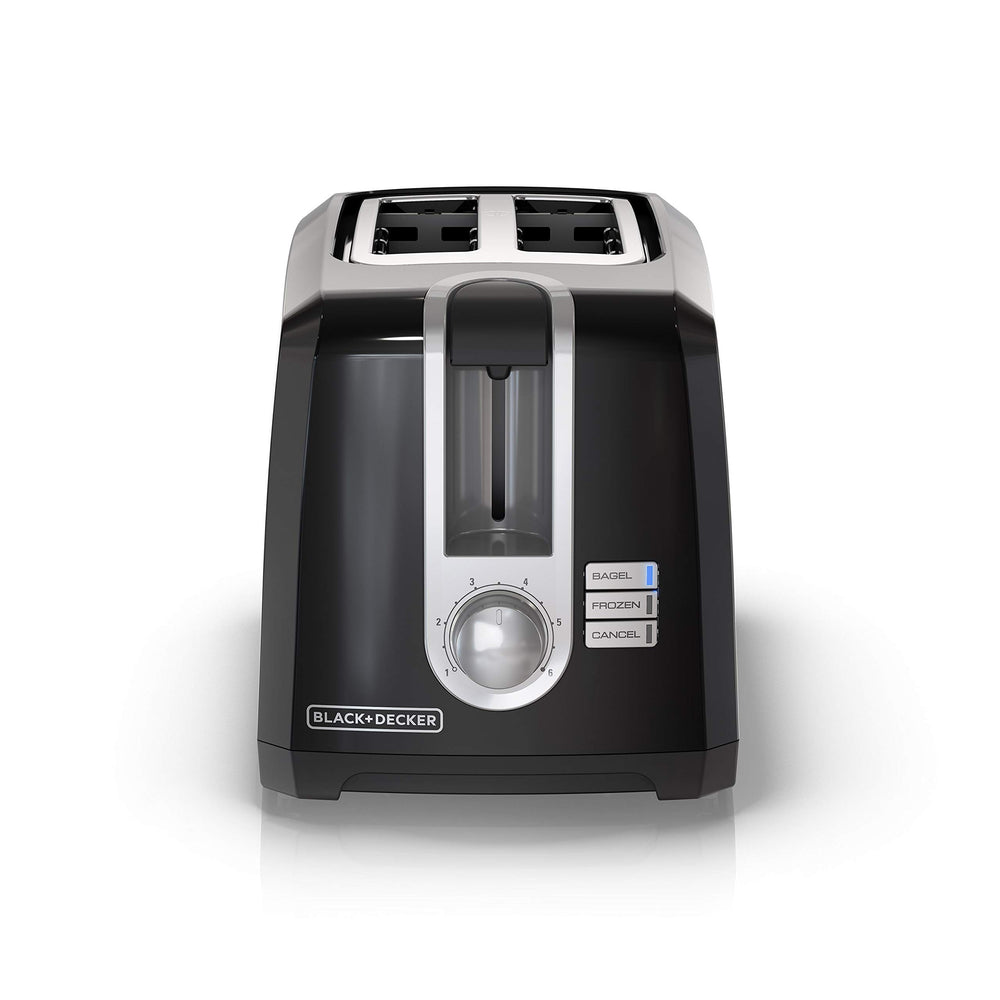 BLACK+DECKER vista frontal de la tostadora con ranuras extra anchas, versatilidad diaria