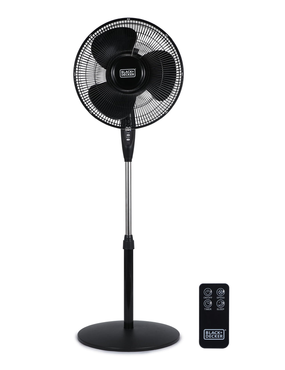 BLACK+DECKER ventilador frontal BFSR16B mostrando diseño compacto y control fácil