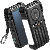 BLAVOR vista frontal del power bank mostrando puertos y pantalla, confiabilidad portátil