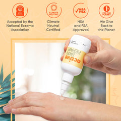 BLDG ACTIVE etiqueta con sello National Eczema Association para confianza