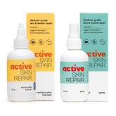 BLDG ACTIVE pack frontal mostrando gel y spray para primeros auxilios