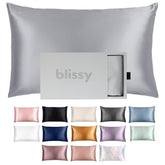 Blissy funda frontal plateada mostrando acabado lujoso y protección para cabello