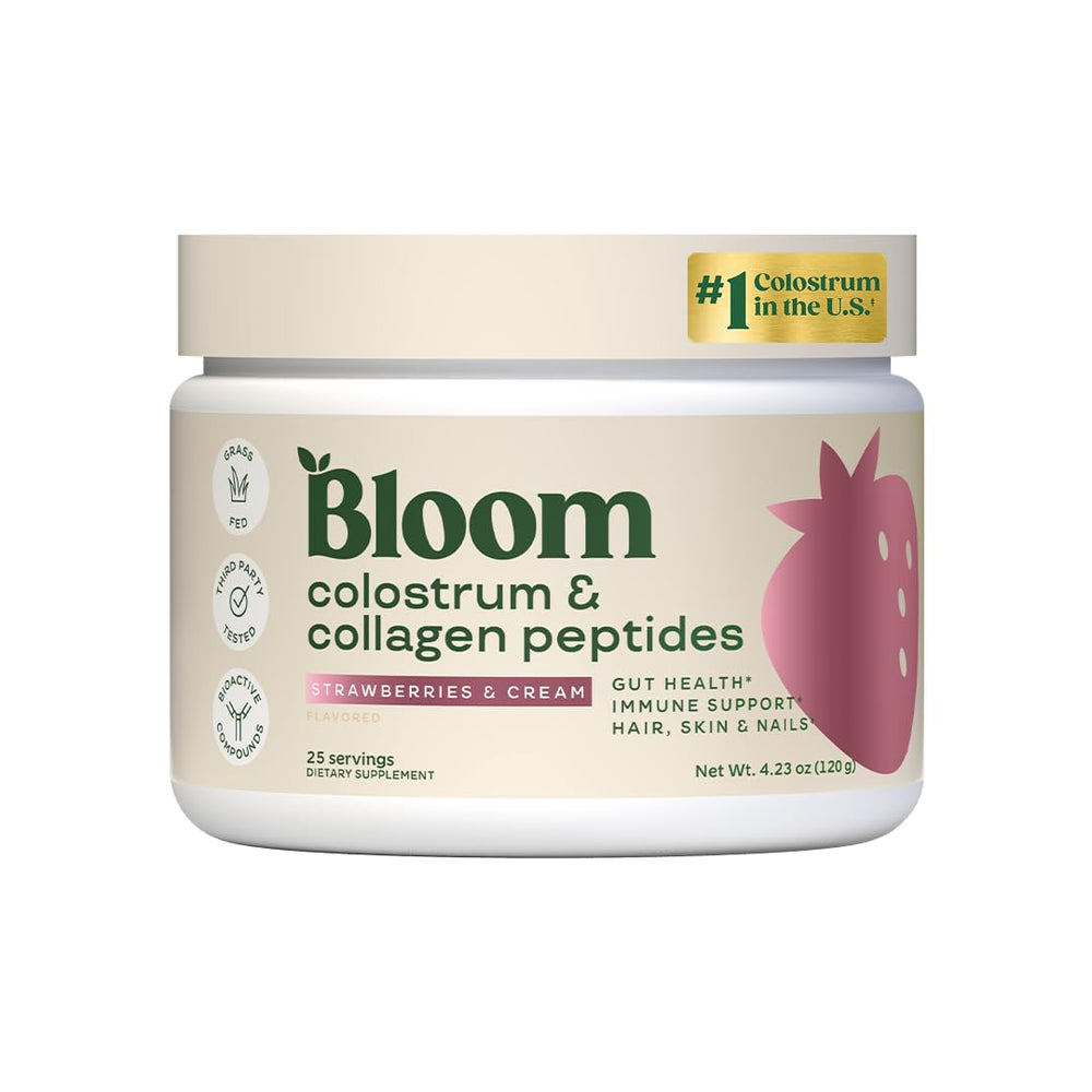 Bloom Nutrition envase frontal mostrando diseño y 25 porciones
