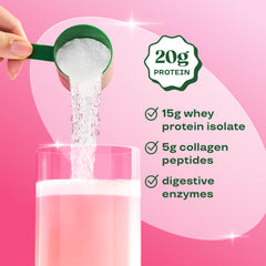 Detalle de la etiqueta Bloom Nutrition con información de proteínas y colágeno
