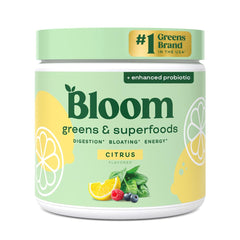 Bloom Nutrition frente del envase mostrando diseño y porciones