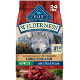 Blue Buffalo empaque frontal Rocky Mountain 24 lb mostrando alta proteína