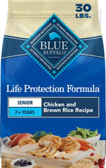 Blue Buffalo empaque frontal senior mostrando beneficios principales