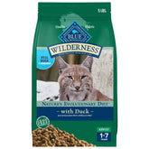 Blue Buffalo imagen frontal del empaque mostrando ingrediente pato y beneficios