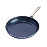 Blue Diamond sartén 12" frontal en color azul mostrando acabado brillante y antiadherente