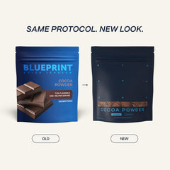 Blueprint Bryan Johnson cacao mezclado en batido, añade sabor intenso y energía suave