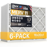 BNX filtro TruFilter frente del empaque mostrando el pack de seis y beneficio limpieza