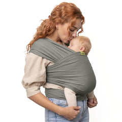 Boba fular frontal mostrando diseño gris y ajuste seguro
