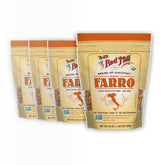 Bob's Red Mill empaque frontal de farro orgánico mostrando tamaño y marca