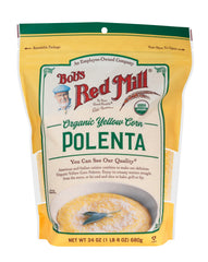 Bob's Red Mill primer plano de la textura molida y granos dorados, ideal para cremosidad